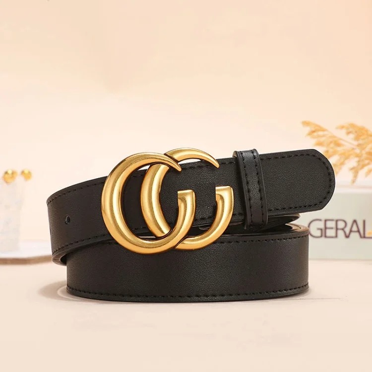 Double-sided cowhide belt gg fashion simple smooth buckle trouser bag couple