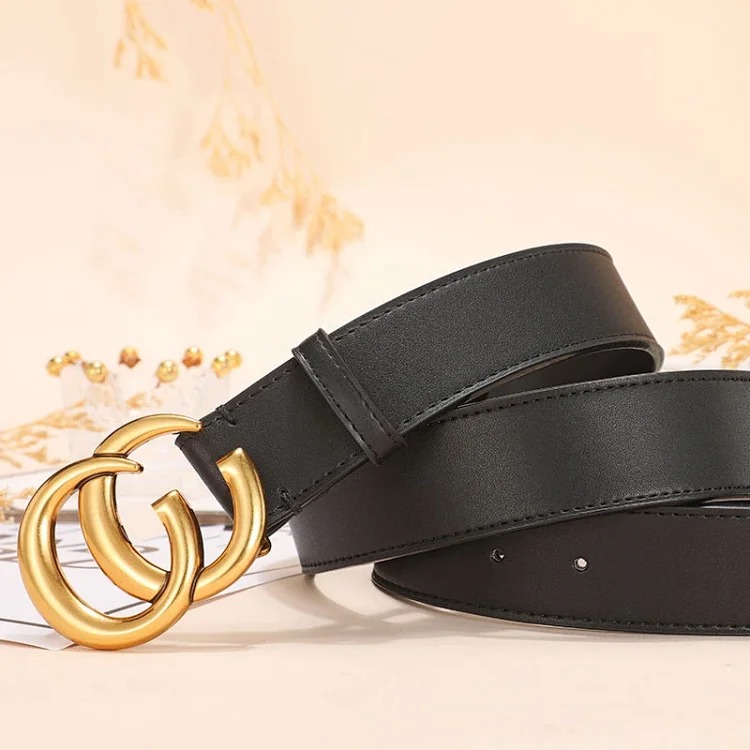 Double-sided cowhide belt gg fashion simple smooth buckle trouser bag couple