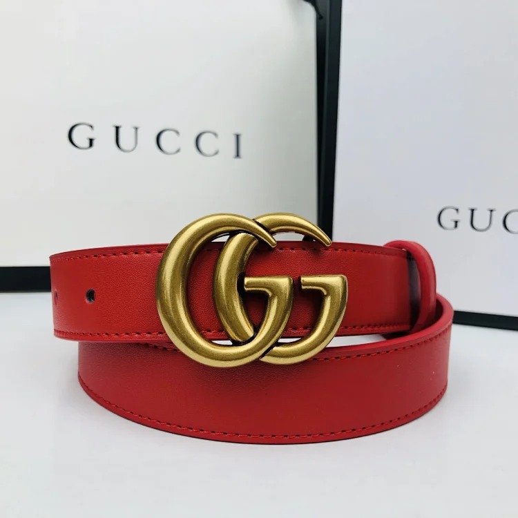Double-sided cowhide belt gg fashion simple smooth buckle trouser bag couple