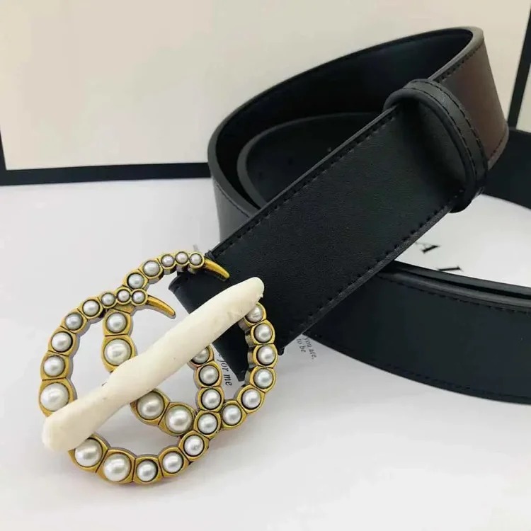 Double-sided cowhide belt gg fashion simple smooth buckle trouser bag couple