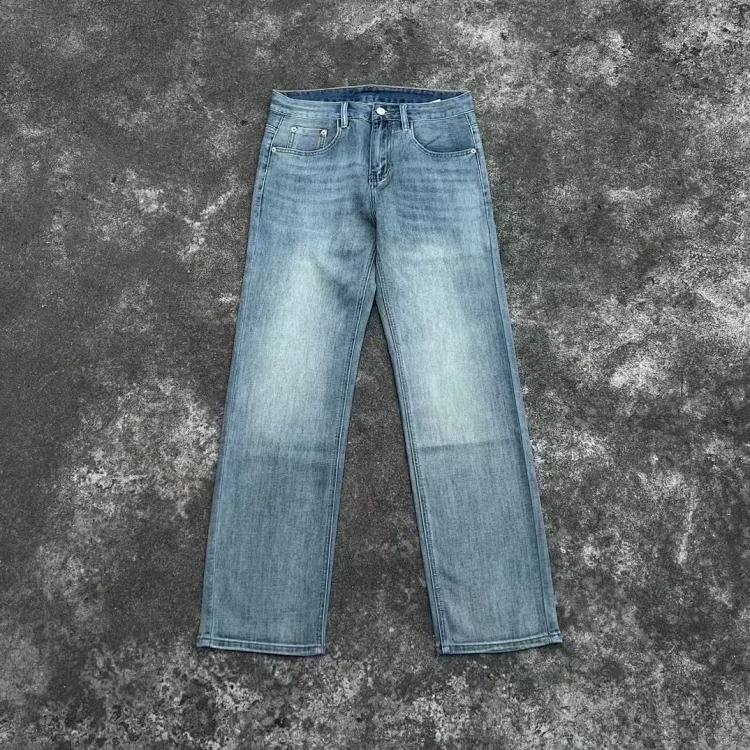 Classic Pony Spring and Summer Jeans Slim Retro Light Luxury Print Men's Casual Straight