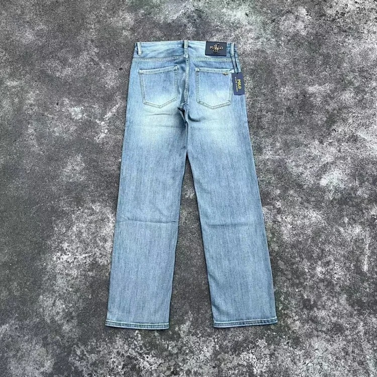 Classic Pony Spring and Summer Jeans Slim Retro Light Luxury Print Men's Casual Straight