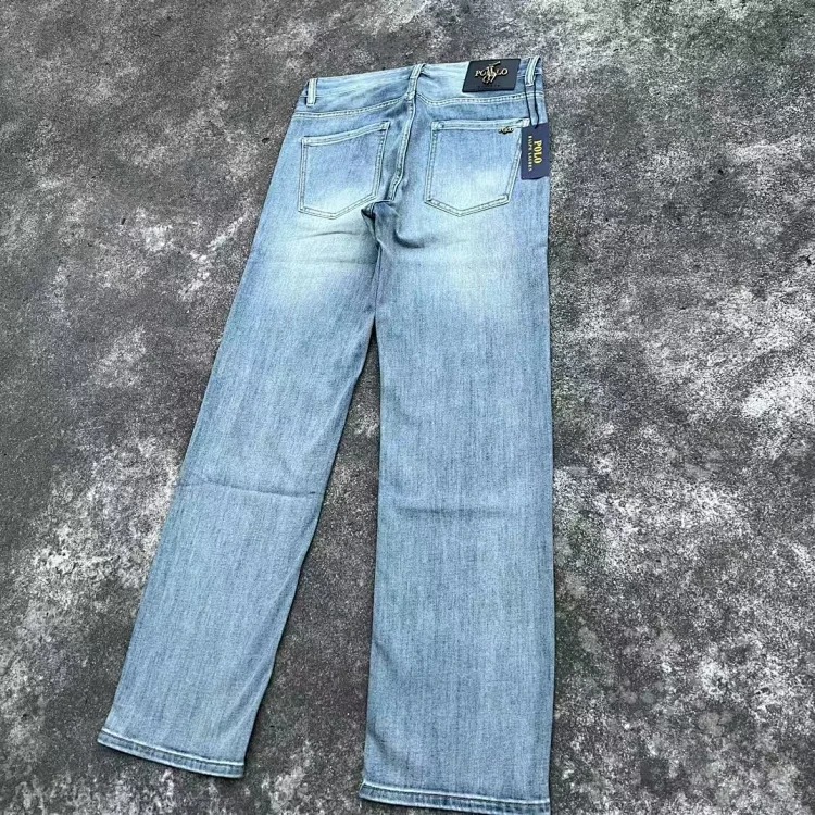 Classic Pony Spring and Summer Jeans Slim Retro Light Luxury Print Men's Casual Straight