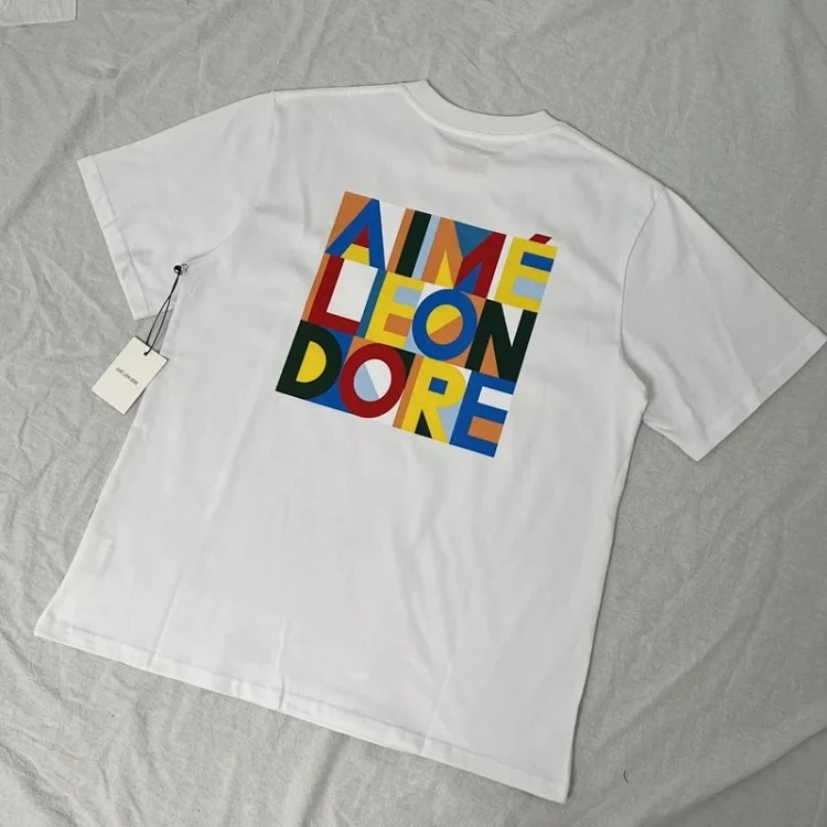 Color block LOGO letter men's and women's loose short-sleeved T-shirt