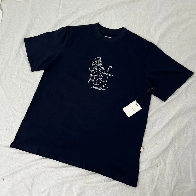 Color block LOGO letter men's and women's loose short-sleeved T-shirt