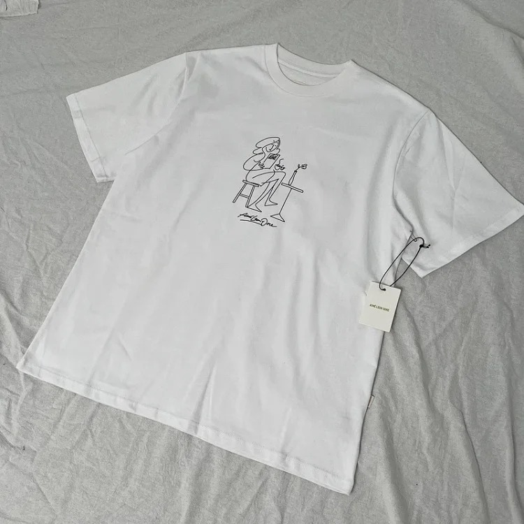 Color block LOGO letter men's and women's loose short-sleeved T-shirt