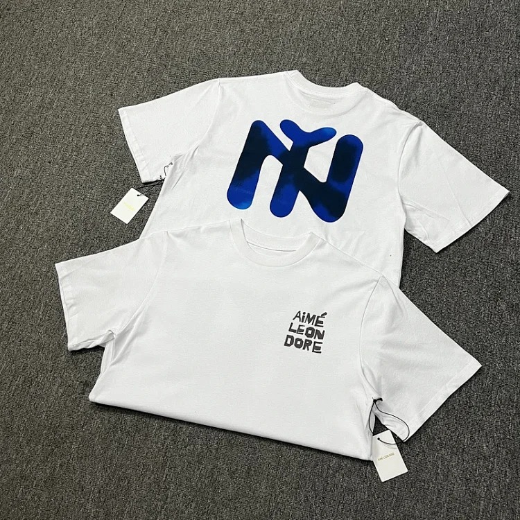 Color block LOGO letter men's and women's loose short-sleeved T-shirt