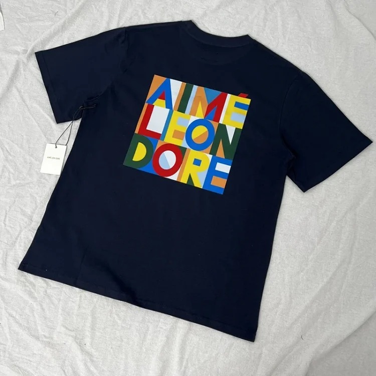 Color block LOGO letter men's and women's loose short-sleeved T-shirt