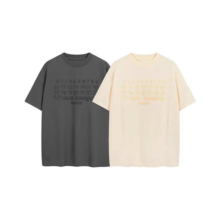 Embroidered numbers short-sleeved T-shirts for men and women, same style 6