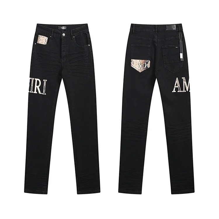 American High Street Ripped Patches Trendy Retro Straight Jeans