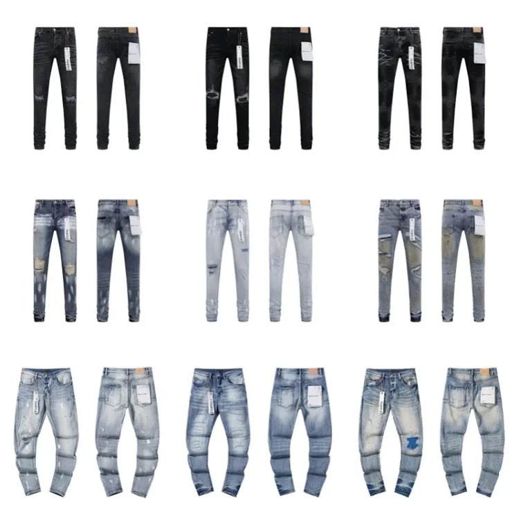 American High Street Ripped Patches Trendy Retro Straight Jeans