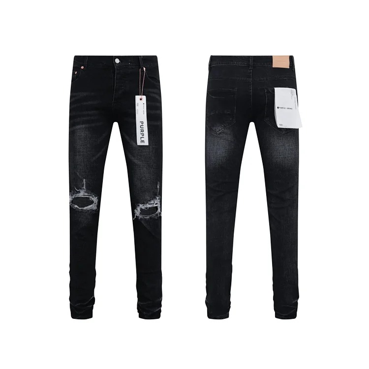 American High Street Ripped Patches Trendy Retro Straight Jeans