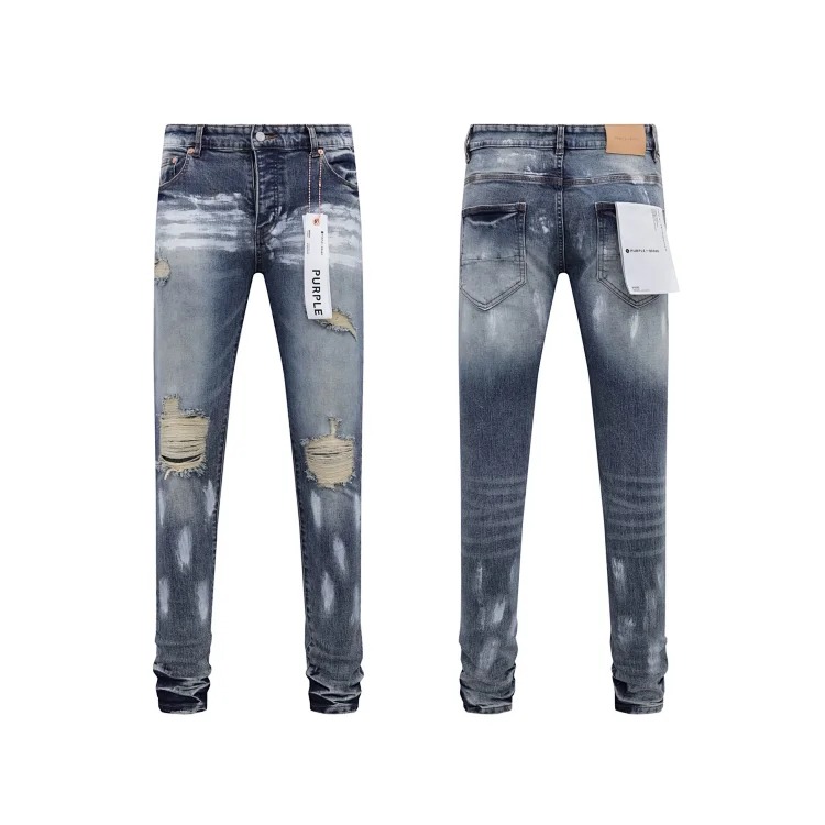 American High Street Ripped Patches Trendy Retro Straight Jeans