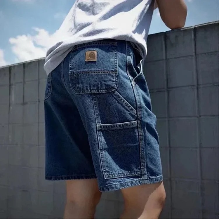 Washed black cargo denim shorts