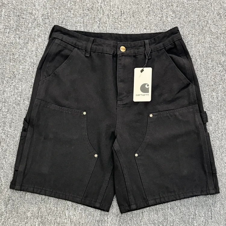 Washed black cargo denim shorts