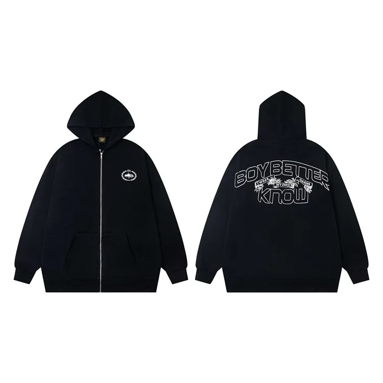 Corteiz knitted zipper hoodie new English letter trendy coat American casual sweater for men and women