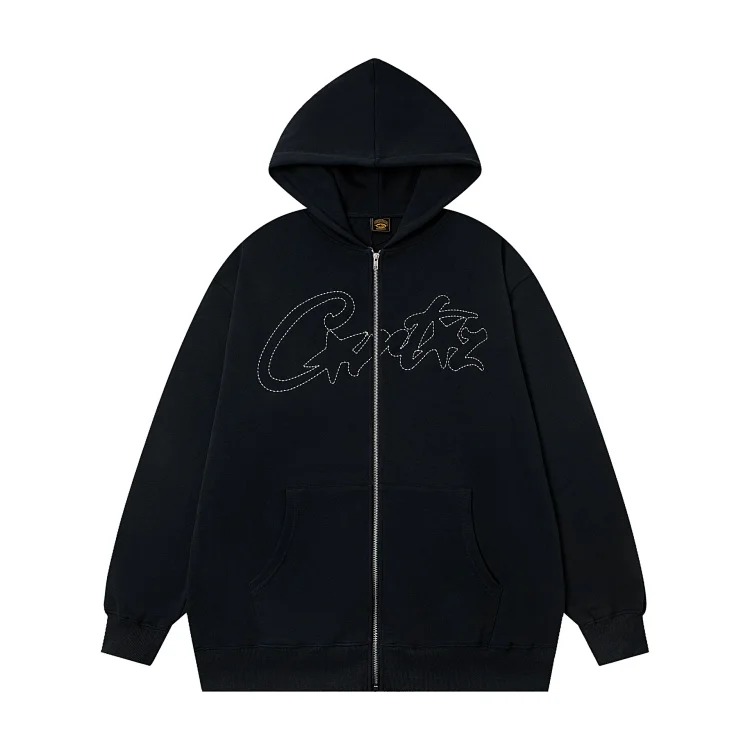 Corteiz knitted zipper hoodie new English letter trendy coat American casual sweater for men and women