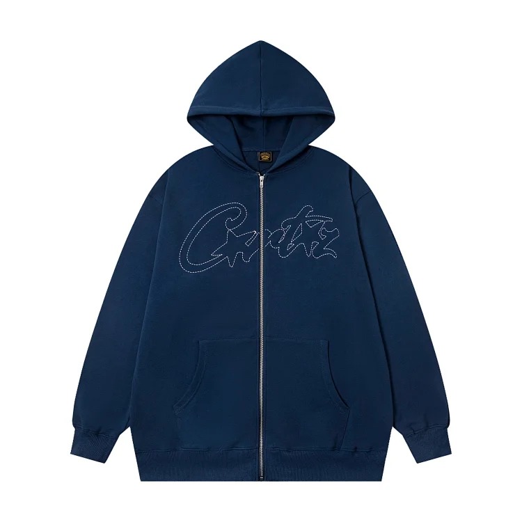 Corteiz knitted zipper hoodie new English letter trendy coat American casual sweater for men and women