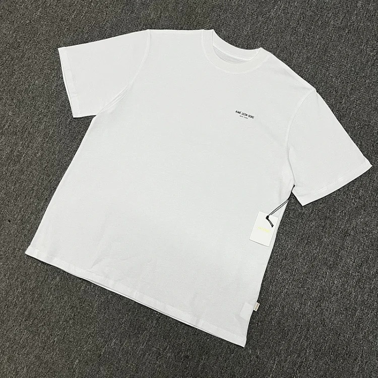 Letter printed landmark building round neck short-sleeved T-shirt