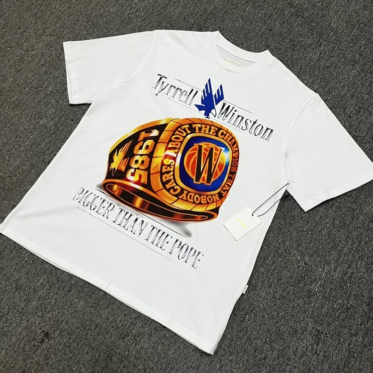 Letter printed landmark building round neck short-sleeved T-shirt