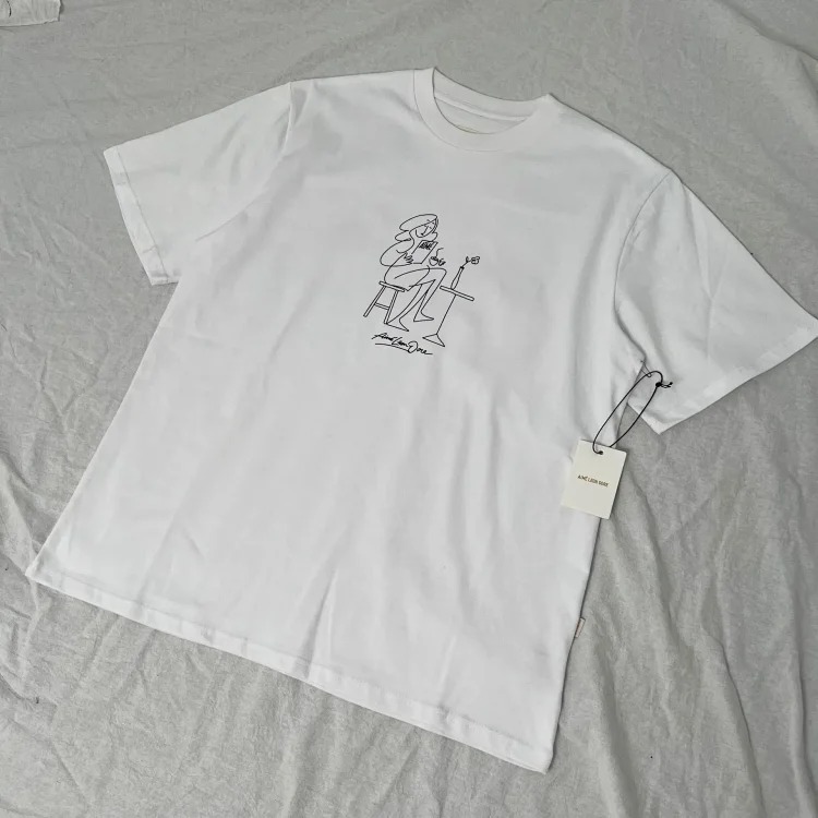 Letter printed landmark building round neck short-sleeved T-shirt