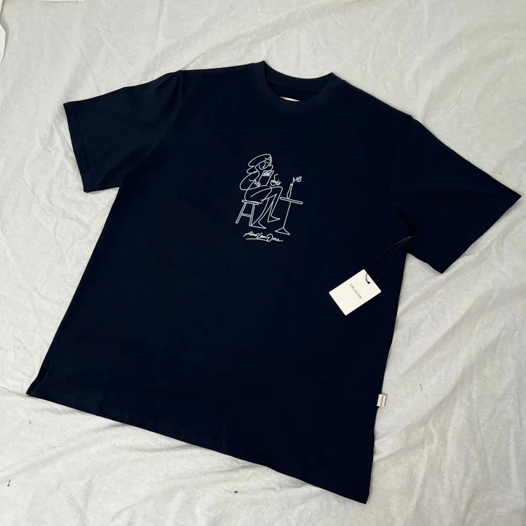 Letter printed landmark building round neck short-sleeved T-shirt
