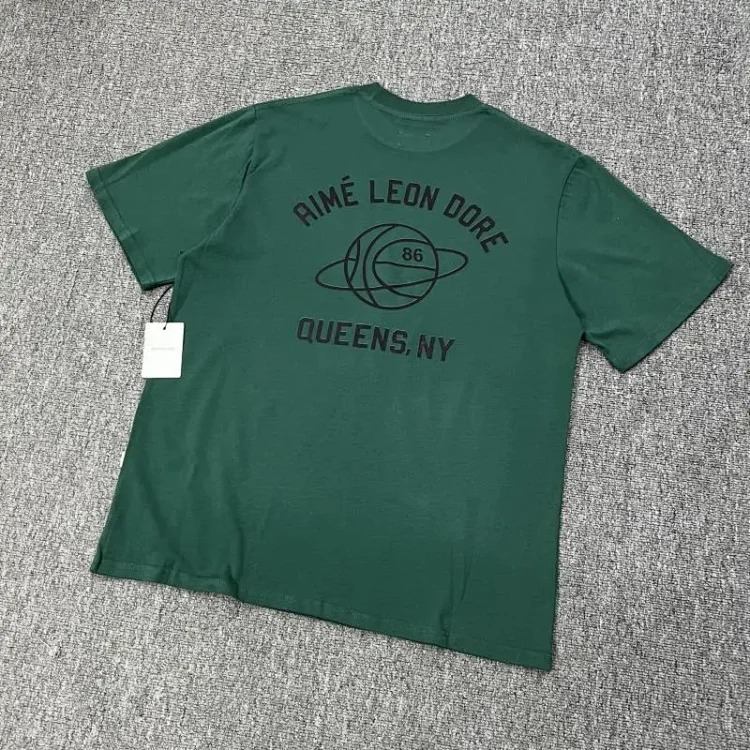 Letter printed landmark building round neck short-sleeved T-shirt