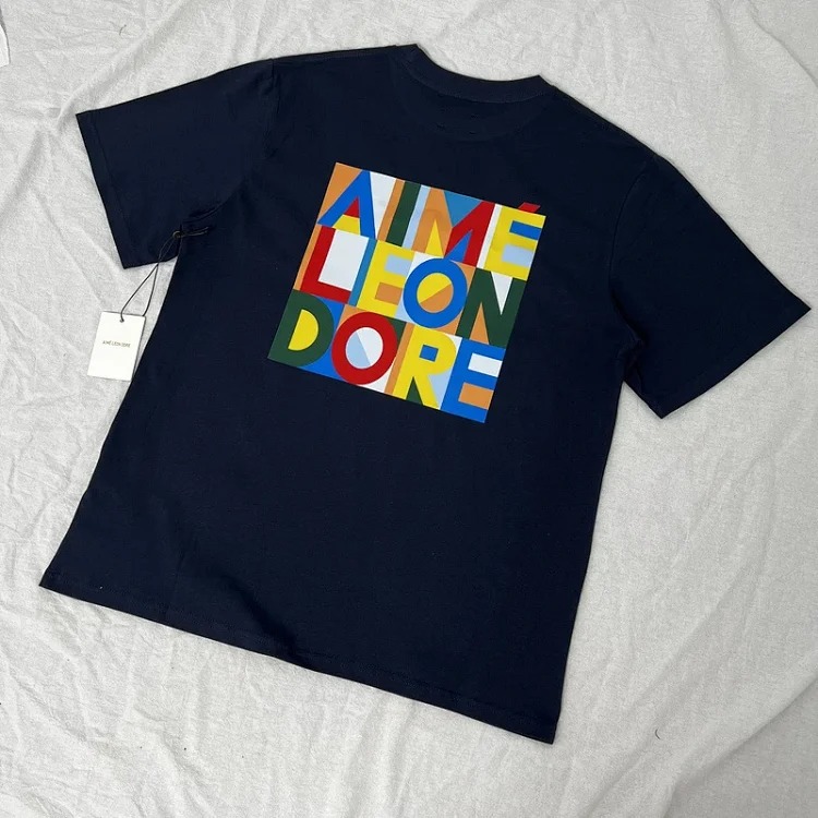 Letter printed landmark building round neck short-sleeved T-shirt
