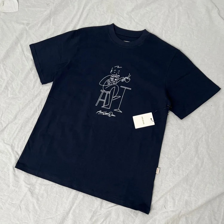Letter printed landmark building round neck short-sleeved T-shirt
