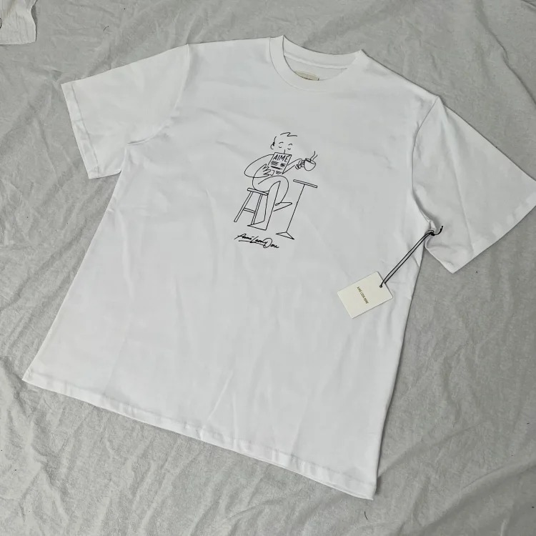 Letter printed landmark building round neck short-sleeved T-shirt