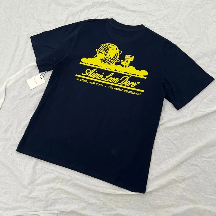 Letter printed landmark building round neck short-sleeved T-shirt