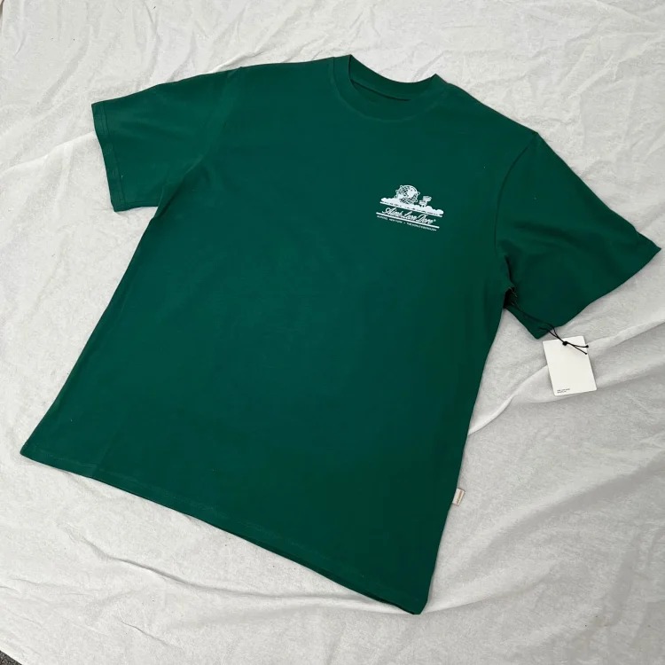 Letter printed landmark building round neck short-sleeved T-shirt