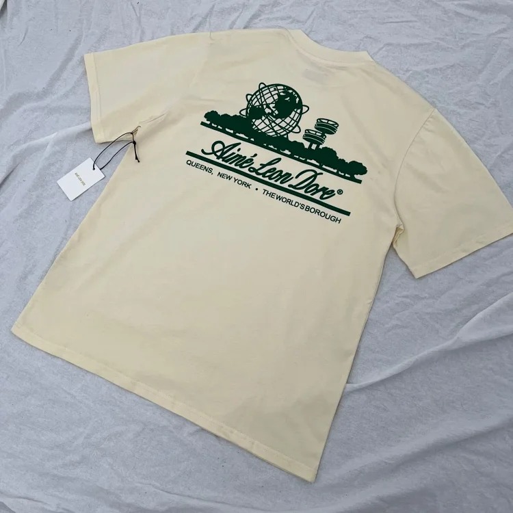 Letter printed landmark building round neck short-sleeved T-shirt