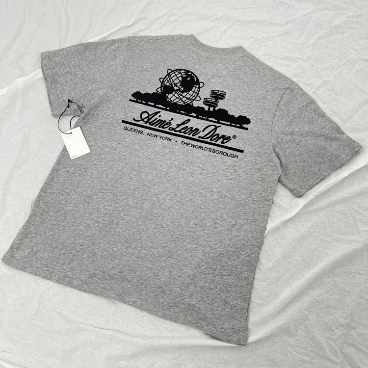 Letter printed landmark building round neck short-sleeved T-shirt