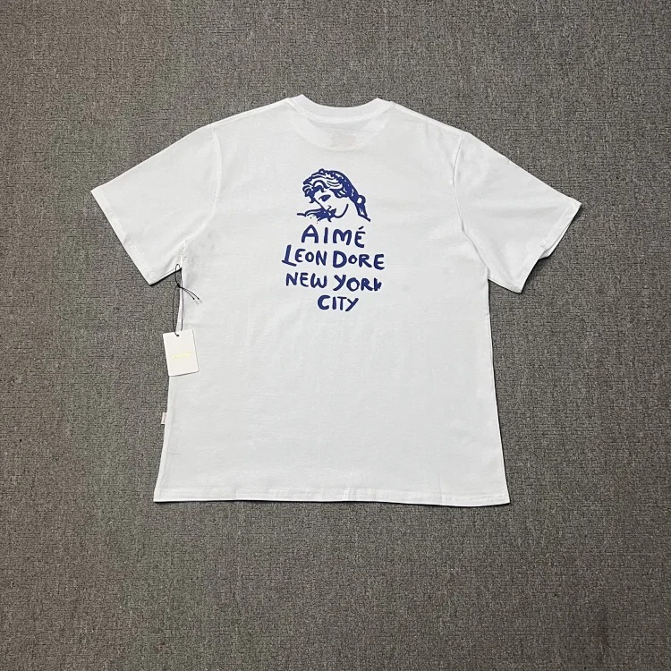 Letter printed landmark building round neck short-sleeved T-shirt