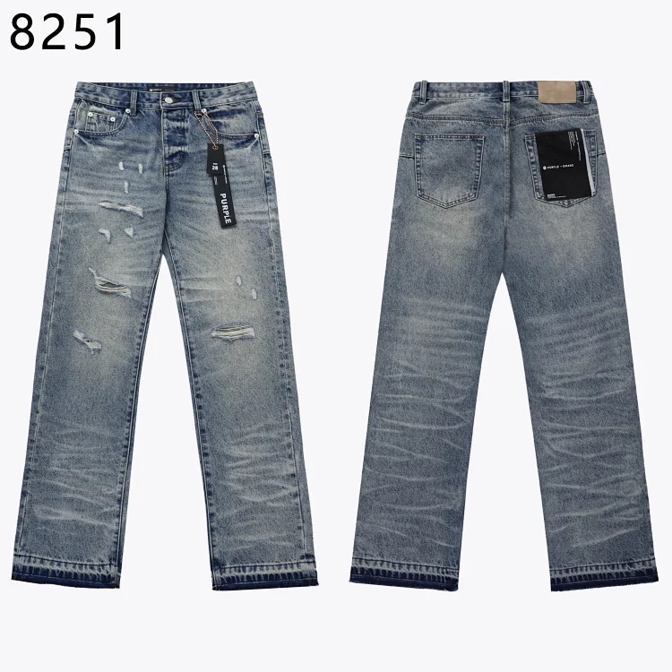 Amiri American high street trendy brand purple small feet straight leg splashed ink graffiti scratched ripped skinny jeans