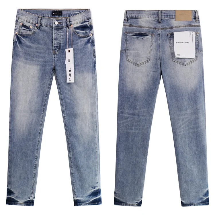 Amiri American high street trendy brand purple small feet straight leg splashed ink graffiti scratched ripped skinny jeans