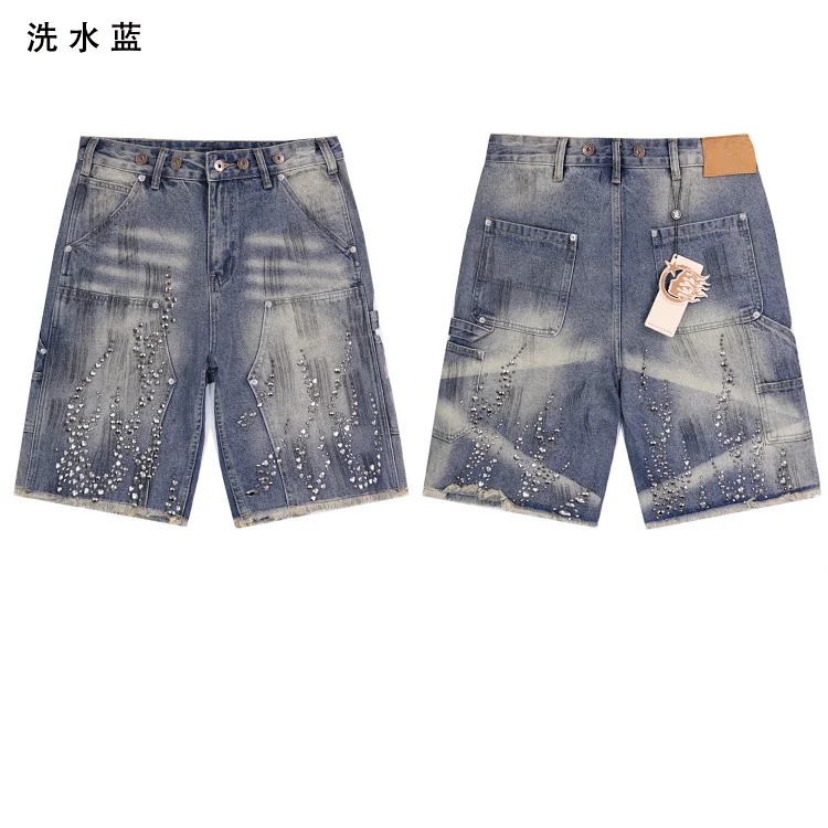 Amiri American high street trendy brand purple small feet straight leg splashed ink graffiti scratched ripped skinny jeans