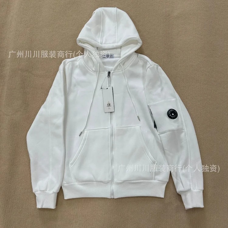 Loose casual velvet pure cotton cardigan zipper hooded solid color outer sweatshirt jacket for men and women