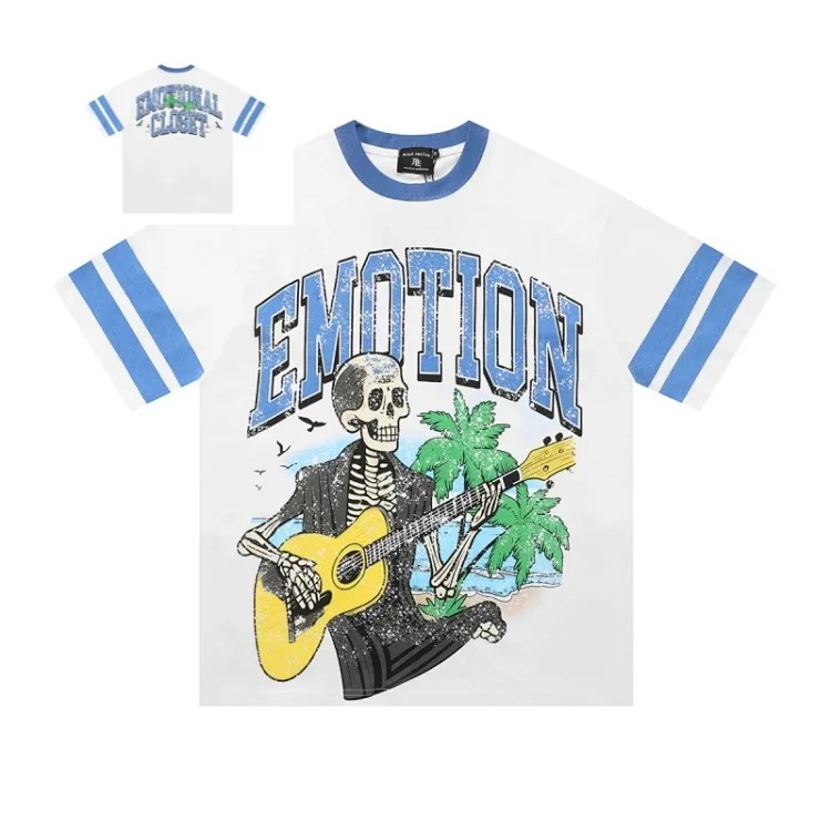 Men's short-sleeved T-shirt with rhinestone color half-sleeve