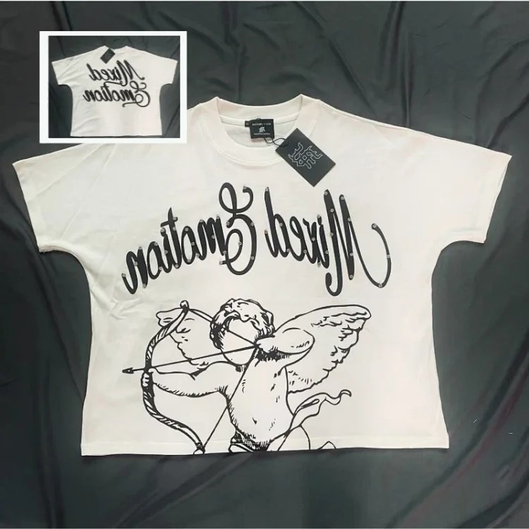 Men's short-sleeved T-shirt with rhinestone color half-sleeve