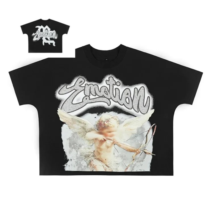 Men's short-sleeved T-shirt with rhinestone color half-sleeve