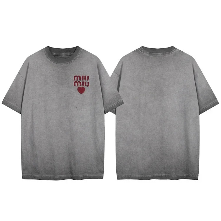 Spring and summer new mm home dyed embroidered love letters short-sleeved men and women loose old retro T-shirt tops