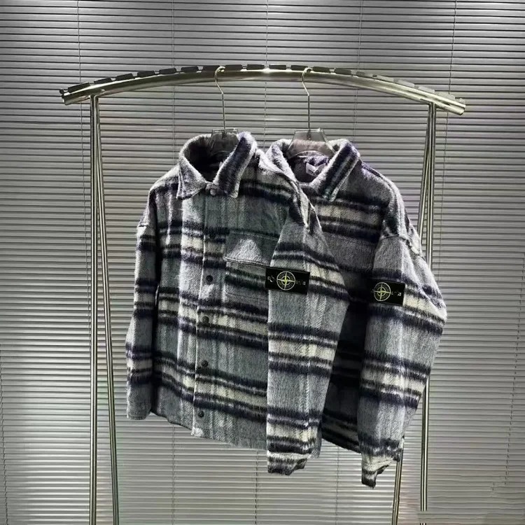Heavy wool plaid classic armband lapel padded jacket