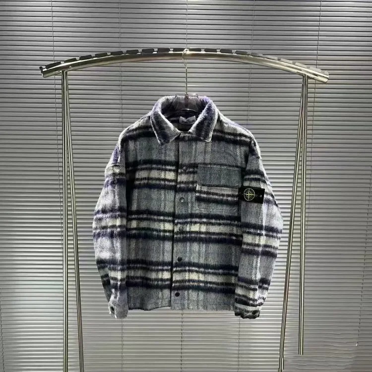 Heavy wool plaid classic armband lapel padded jacket