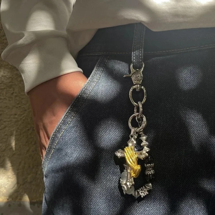Multi-element trouser chain cross waist chain lobster clasp pendant jeans chain