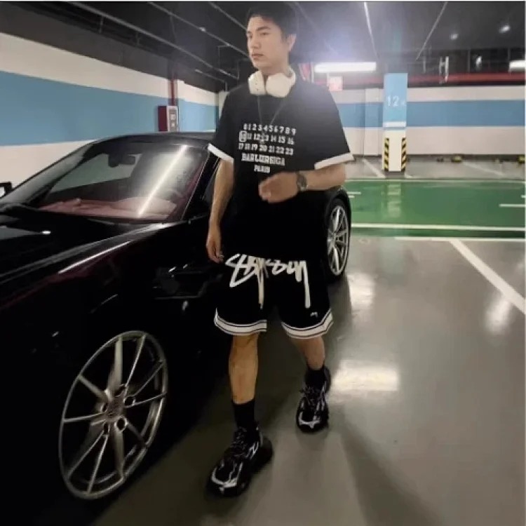 Simple letter embroidery sports beach casual quick-drying three-quarter pants basketball shorts