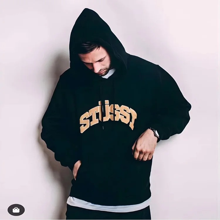 Letter towel embroidered fleece hooded sweatshirt