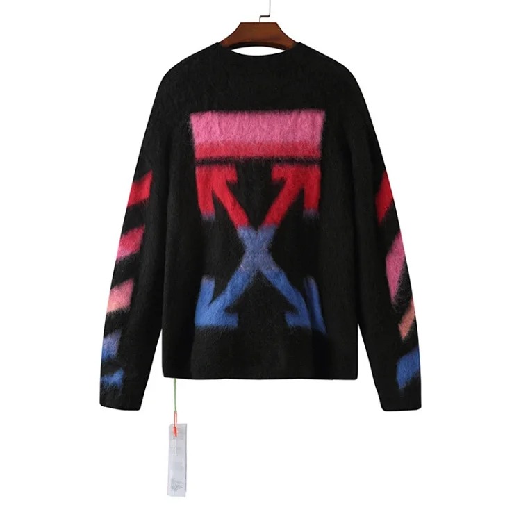 Trendy brand gradient arrow mohair sweater wool couple outfit