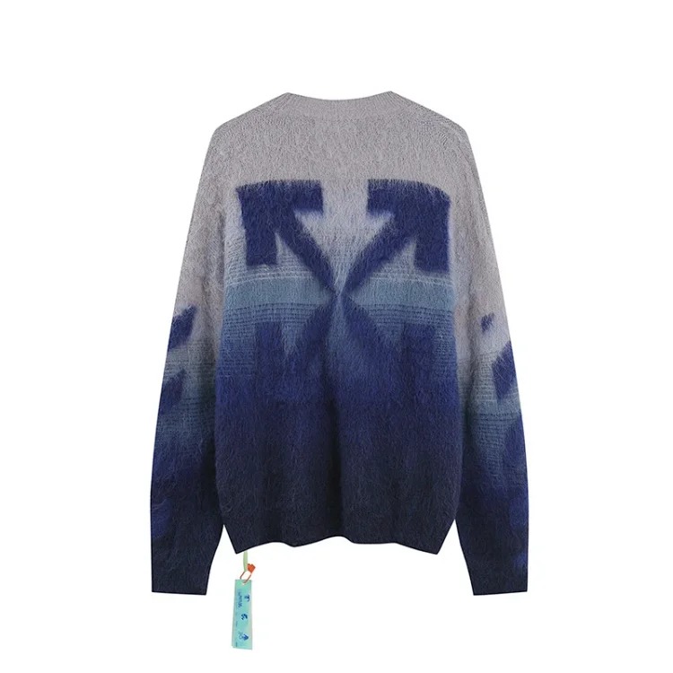 Trendy brand gradient arrow mohair sweater wool couple outfit